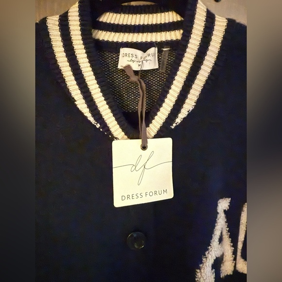 NWT Dress Forum Back to Basics Knitted Varsity Bomber Jacket - Picture 5 of 10